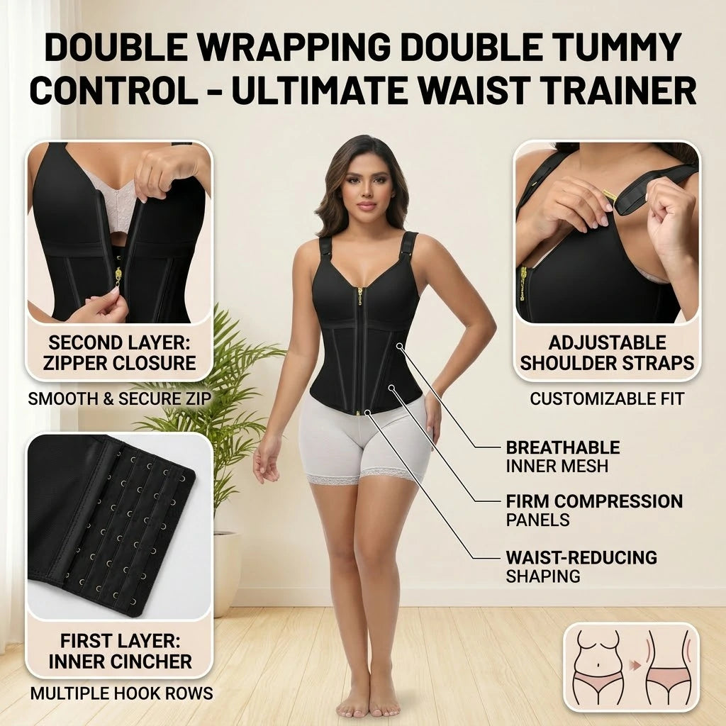 Hourglass Sculpting Workout Vest | Zip & Adjustable Hooks