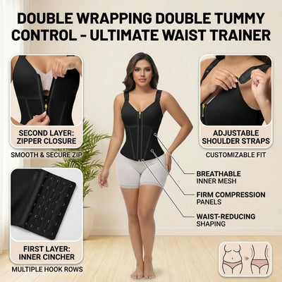Hourglass Sculpting Workout Vest | Zip & Adjustable Hooks