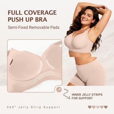 Women's Full Coverage Wireless Jelly Bra – Soft Padded Everyday T-Shirt Bra