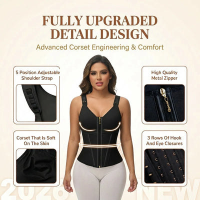 Hourglass Sculpting Workout Vest | Zip & Adjustable Hooks