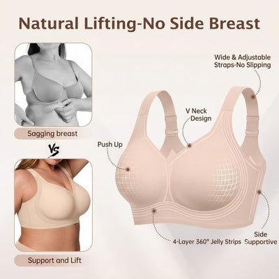 Women's Full Coverage Wireless Jelly Bra – Soft Padded Everyday T-Shirt Bra