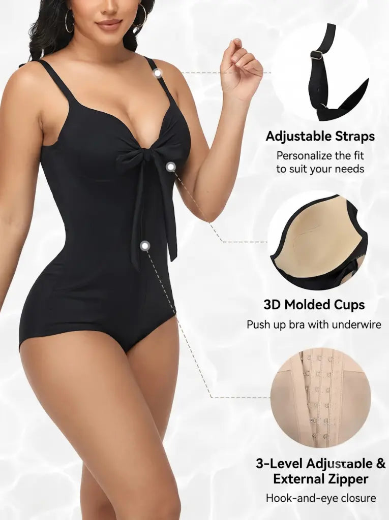 SummerVibes Tummy Control Tie Knot One Piece Swimsuit | Push-Up Slimming Bathing Suit
