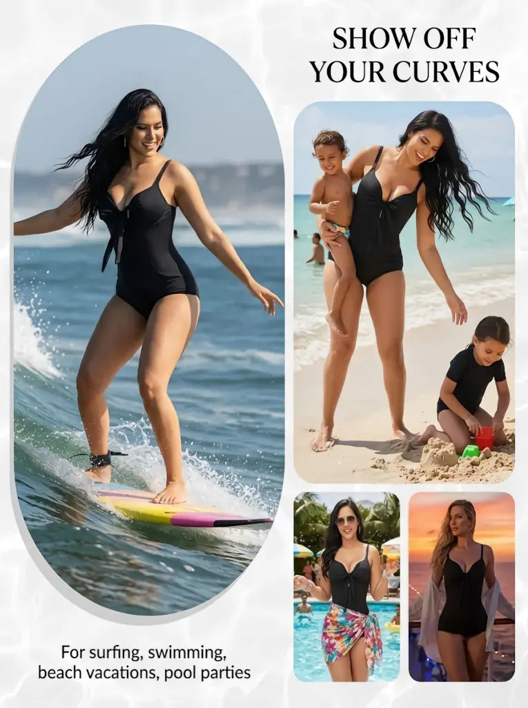 SummerVibes Tummy Control Tie Knot One Piece Swimsuit | Push-Up Slimming Bathing Suit